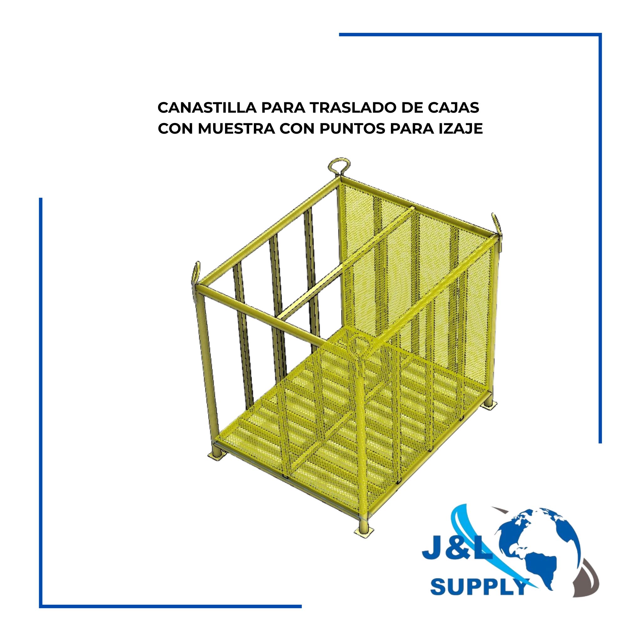 CANASTILLA PARA TRASLADO DE CAJAS CON MUESTRA CON PUNTOS PARA IZAJE